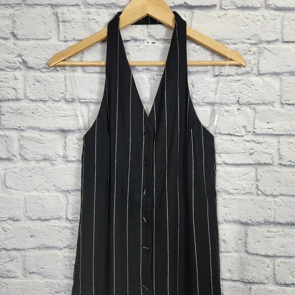 Anthropologie Little Lies Pinstripe Halter Neck Jumpsuit